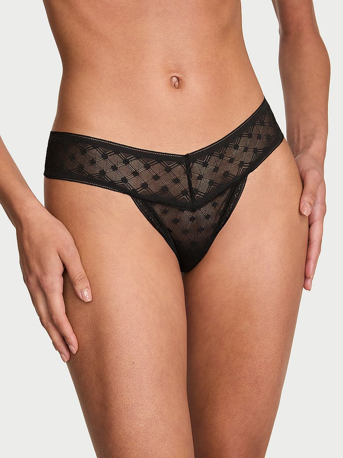 vs The Lacie Dot Geo Lace Thong Panty Black 1 of 3 