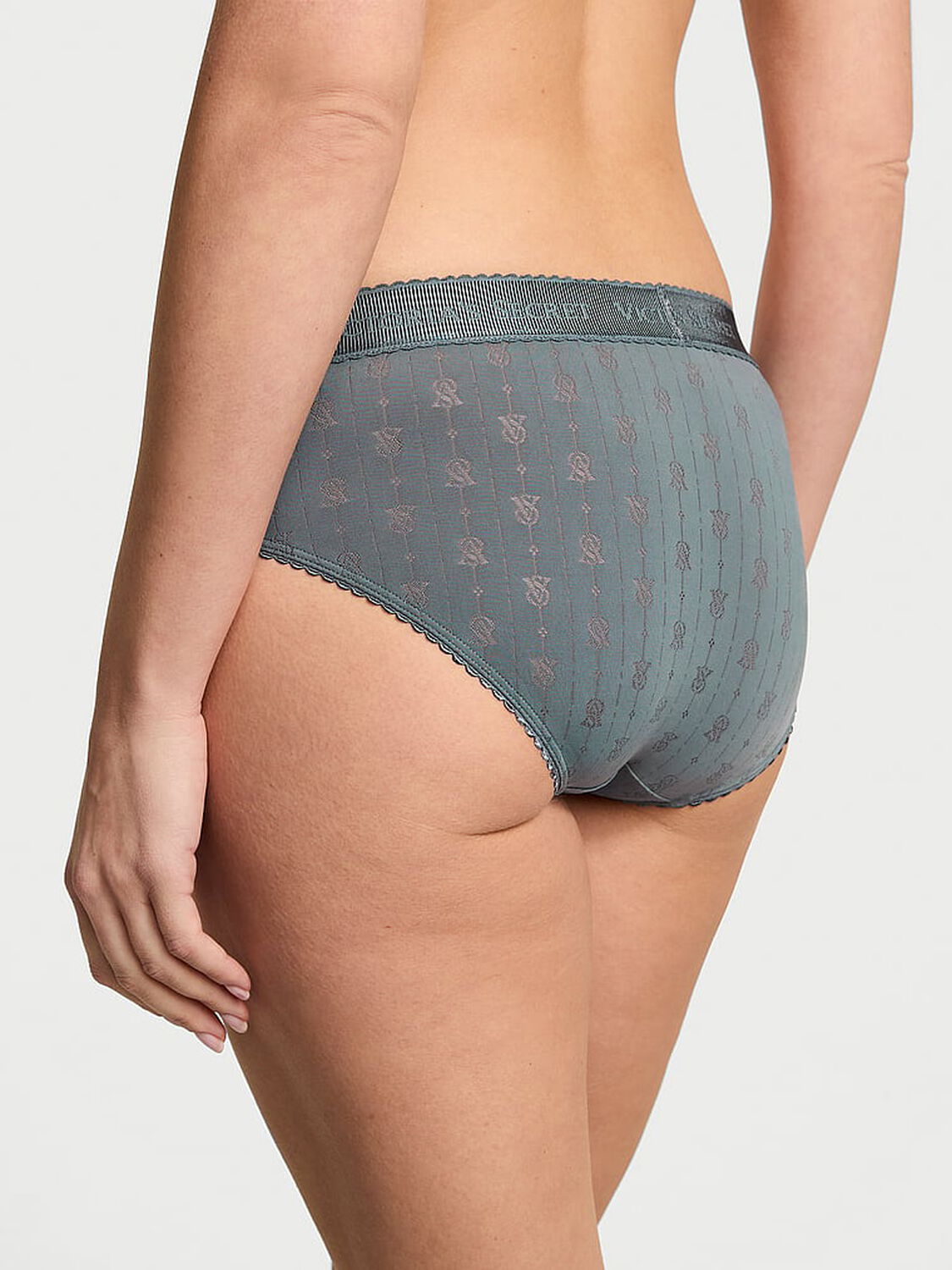 vs Cotton Logo Pointelle Hiphugger Panty Dark Steel 2 of 3 