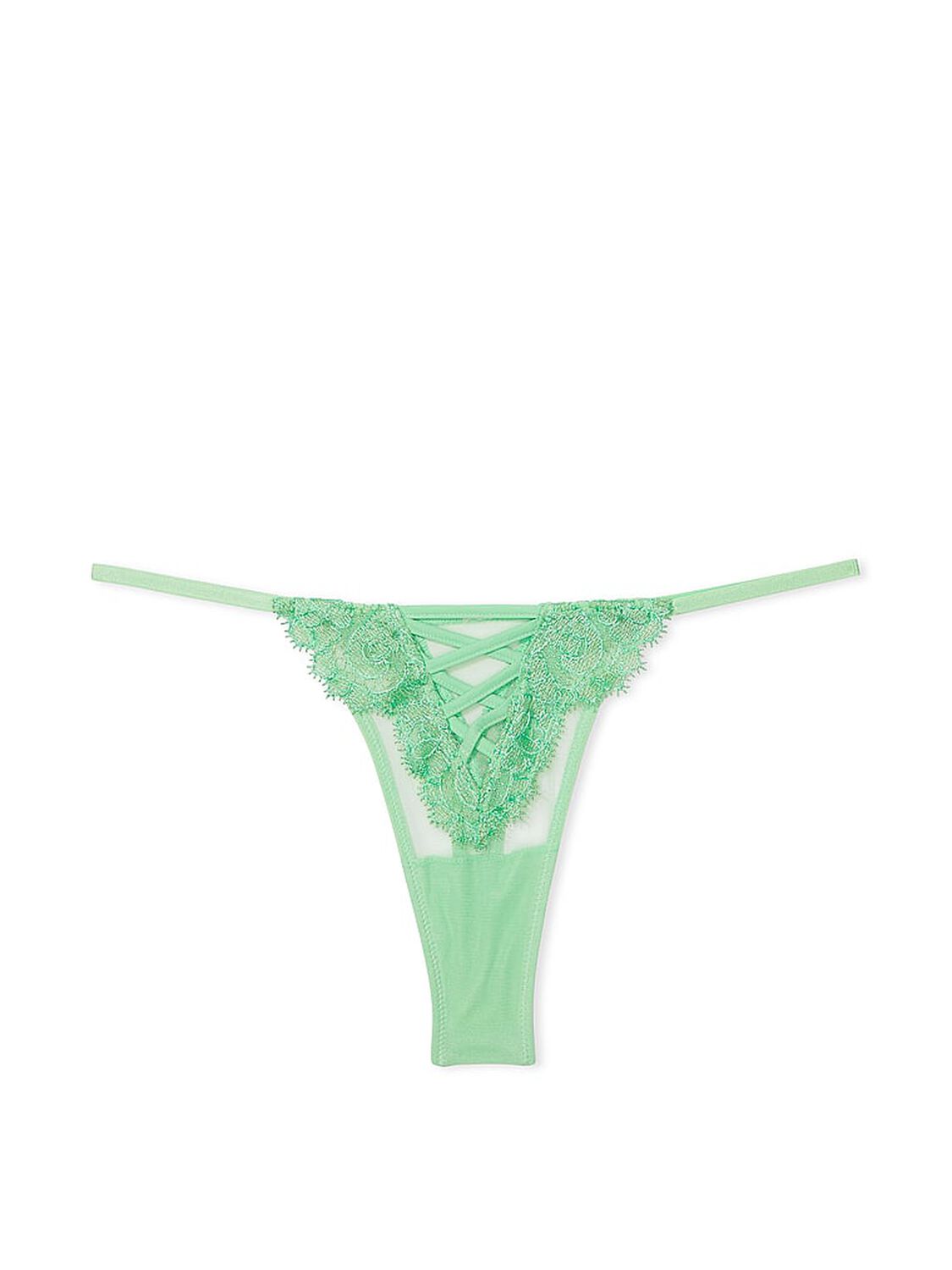 vs Dream Angels Boho Floral Embroidery Thong Panty Clueless Green 3 of 4 
