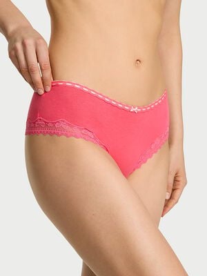 Cotton Bow Lace-Trim Cheeky Panty
