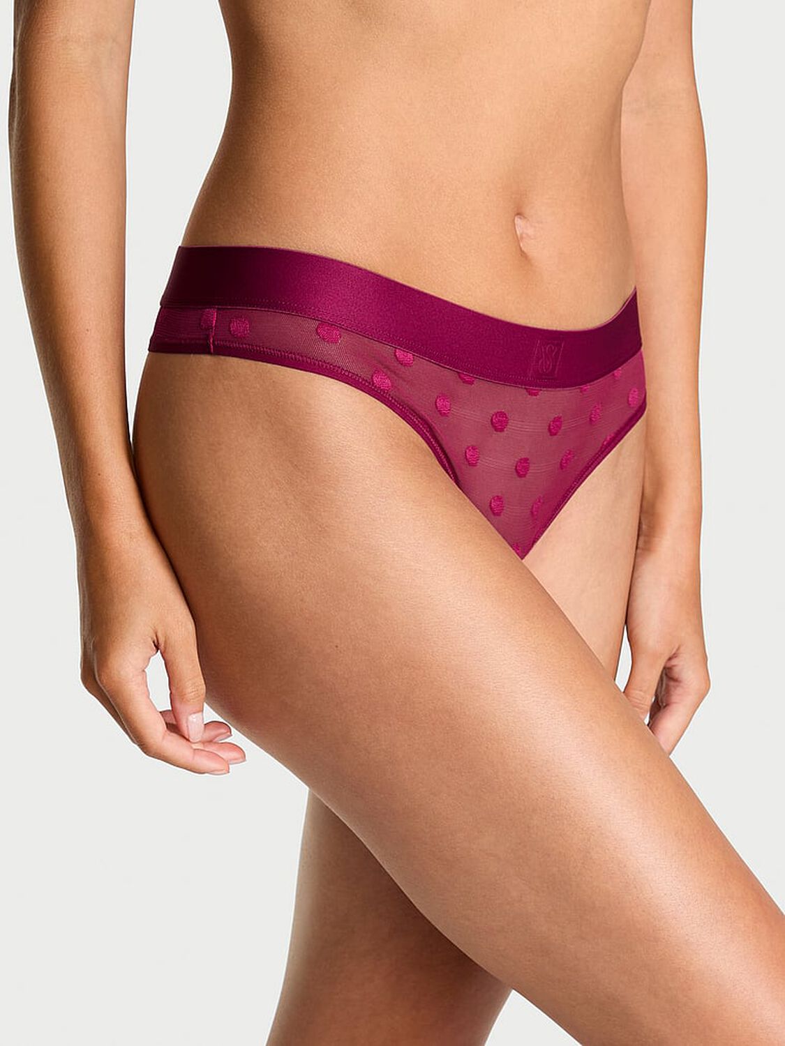 vs Cotton Sheer Heritage Logo Thong Panty Fresh Jam 1 of 3 