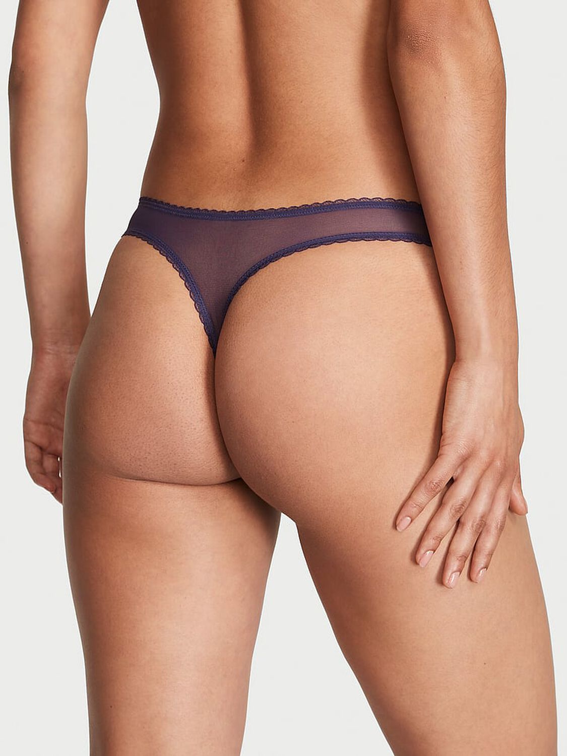 vs Body By Victoria Shimmer Lace-Front Thong Panty 2 of 3 