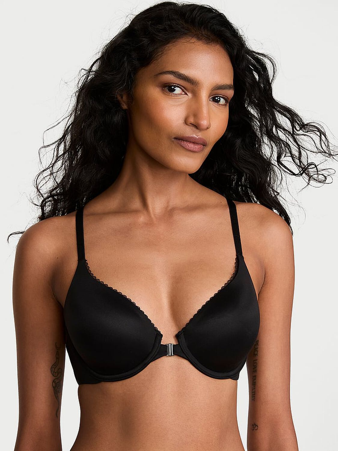 vs Body By Victoria Lightly Lined Lace Racerback Full-Coverage Bra Black 1 of 3 