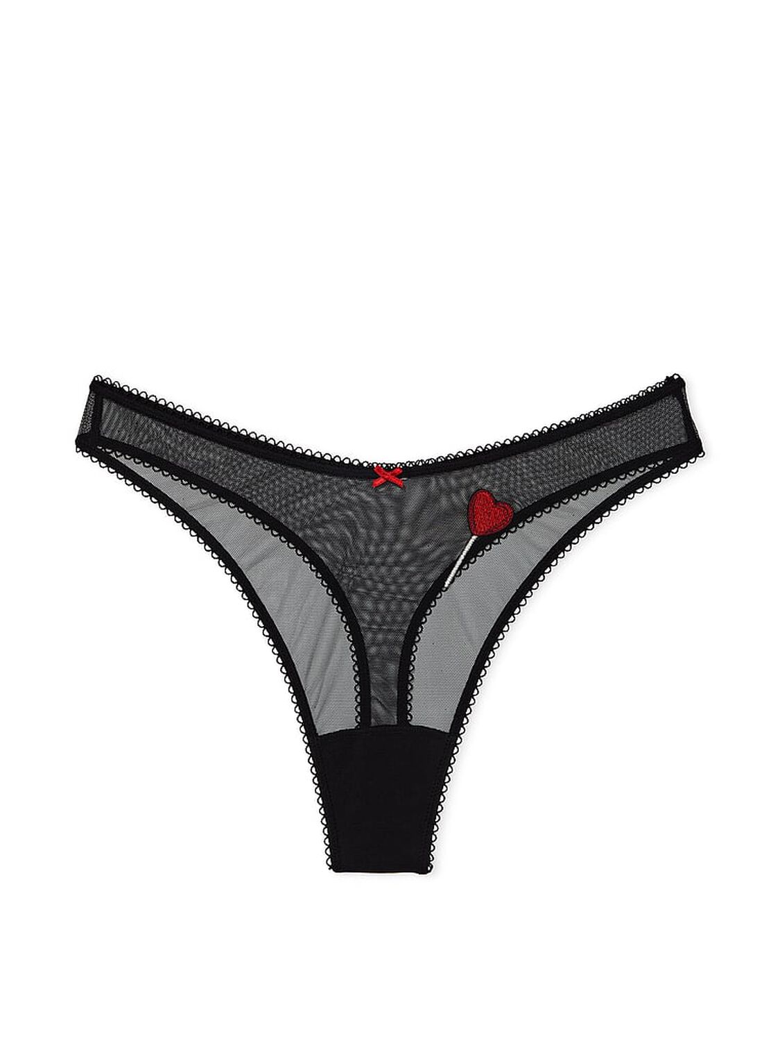 vs Victoria's Secret Tease High-Leg Scoop Thong Panty Black & Lipstick 3 of 4 
