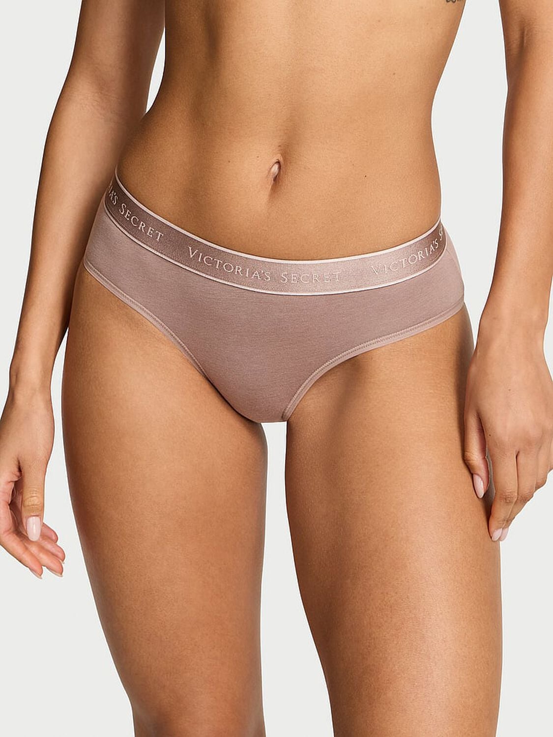 vs Cotton Logo Cotton Hiphugger Panty Iced Coffee 1 of 3 