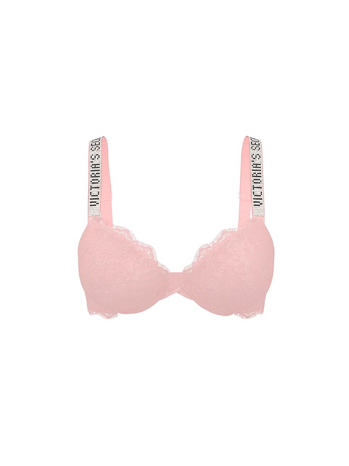 vs Very Sexy Bombshell Add-2-Cups Shine Strap Rose Lace Push-Up Bra Angel Pink 1 of 1 