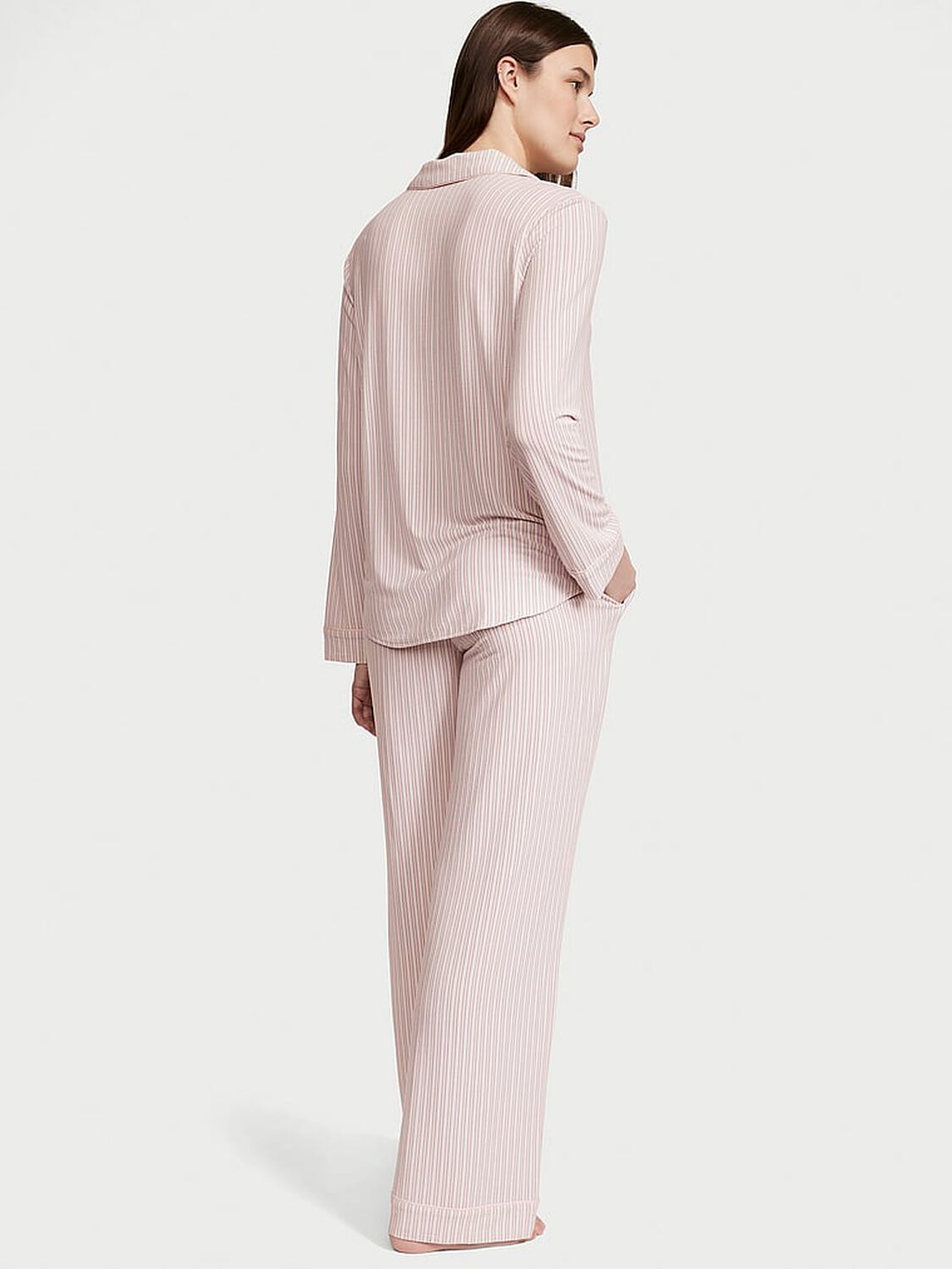 vs Victoria's Secret Modal Long Pajama Set Purest Pink Stripes 2 of 4 