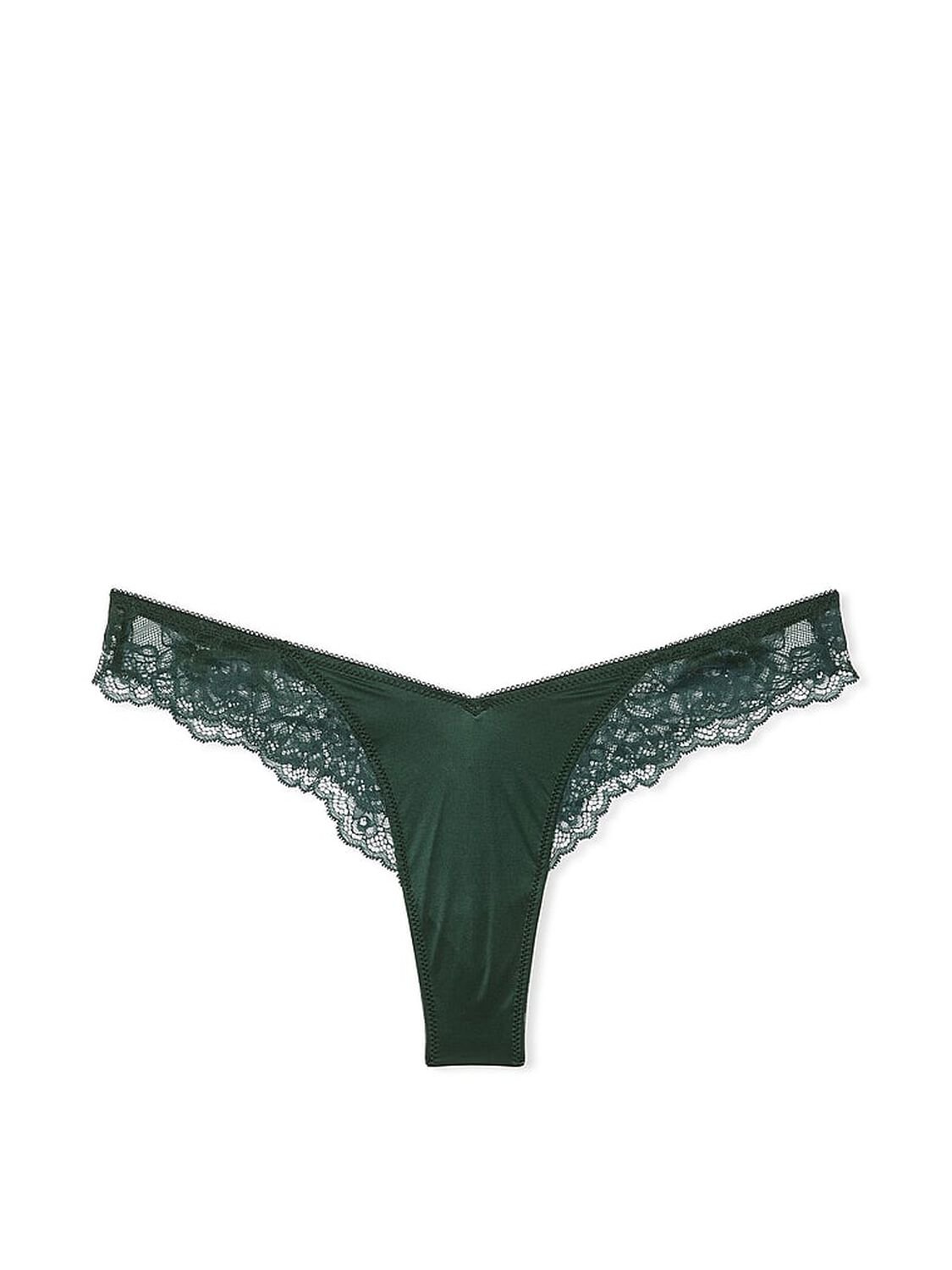 vs Very Sexy Rose Lace-Trim High-Leg Thong Panty Botanical Green 1 of 2 