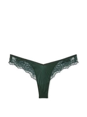 Rose Lace-Trim High-Leg Thong Panty