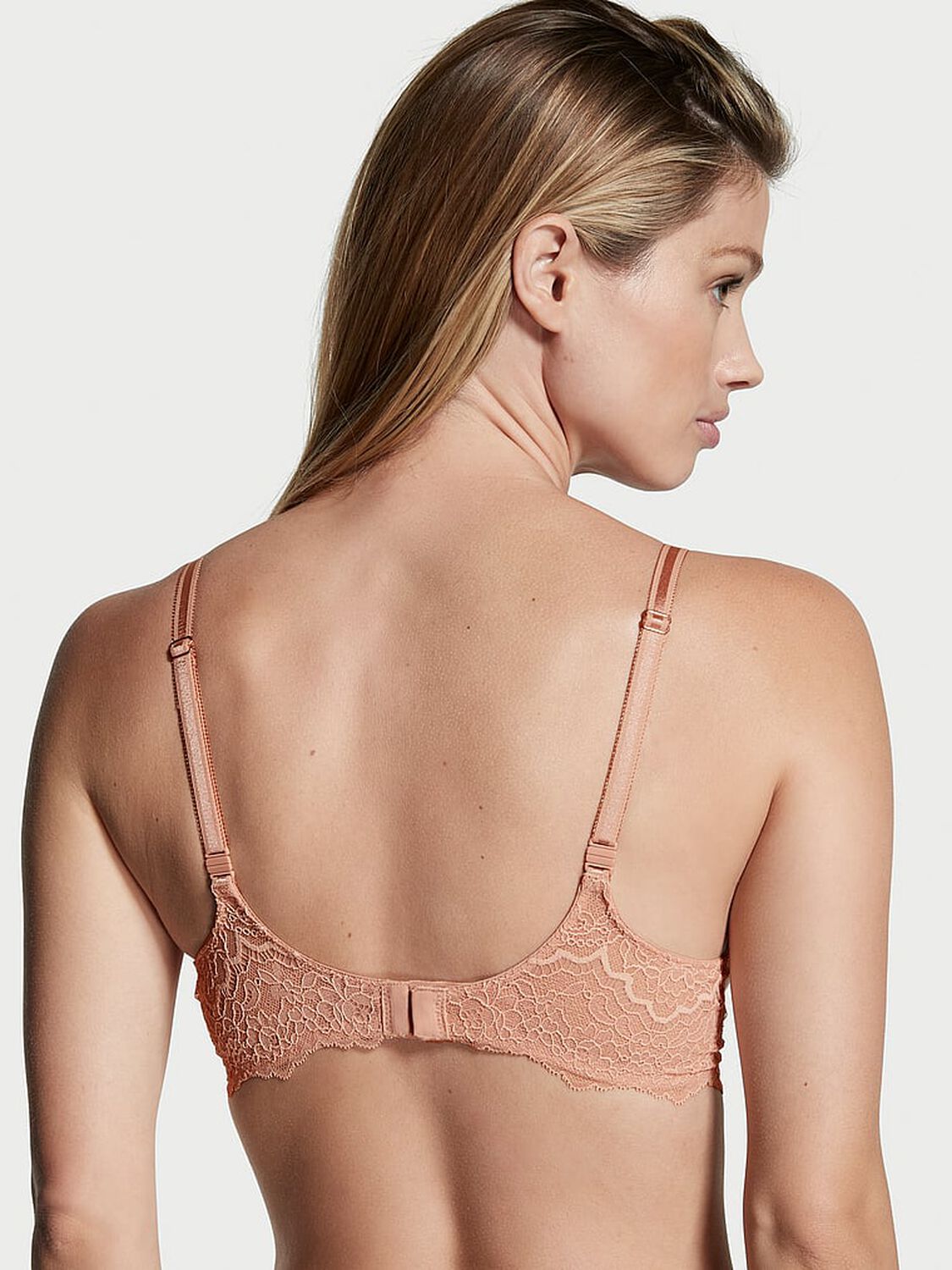 vs Dream Angels Smooth & Lace Lightly Lined Demi Bra Macaron 2 of 3 