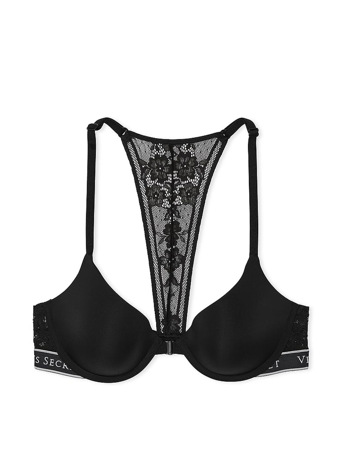 vs The T-Shirt Lightly Lined Front-Close Lace-Trim Demi Bra 1 of 3 