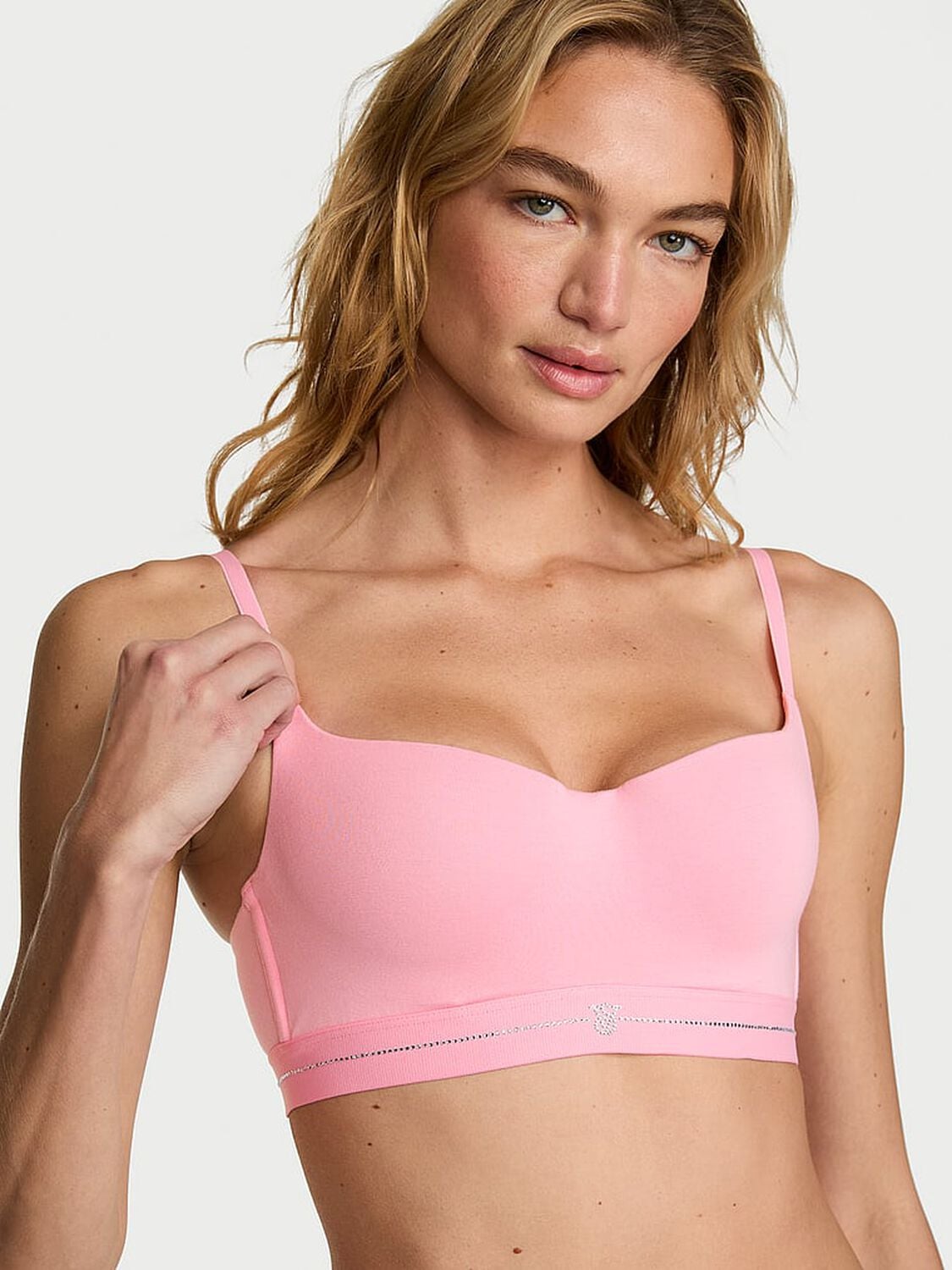 vs The T-Shirt Signature Shine Cotton Lightly Lined Balconette Bra Victoria Pink 1 of 3 
