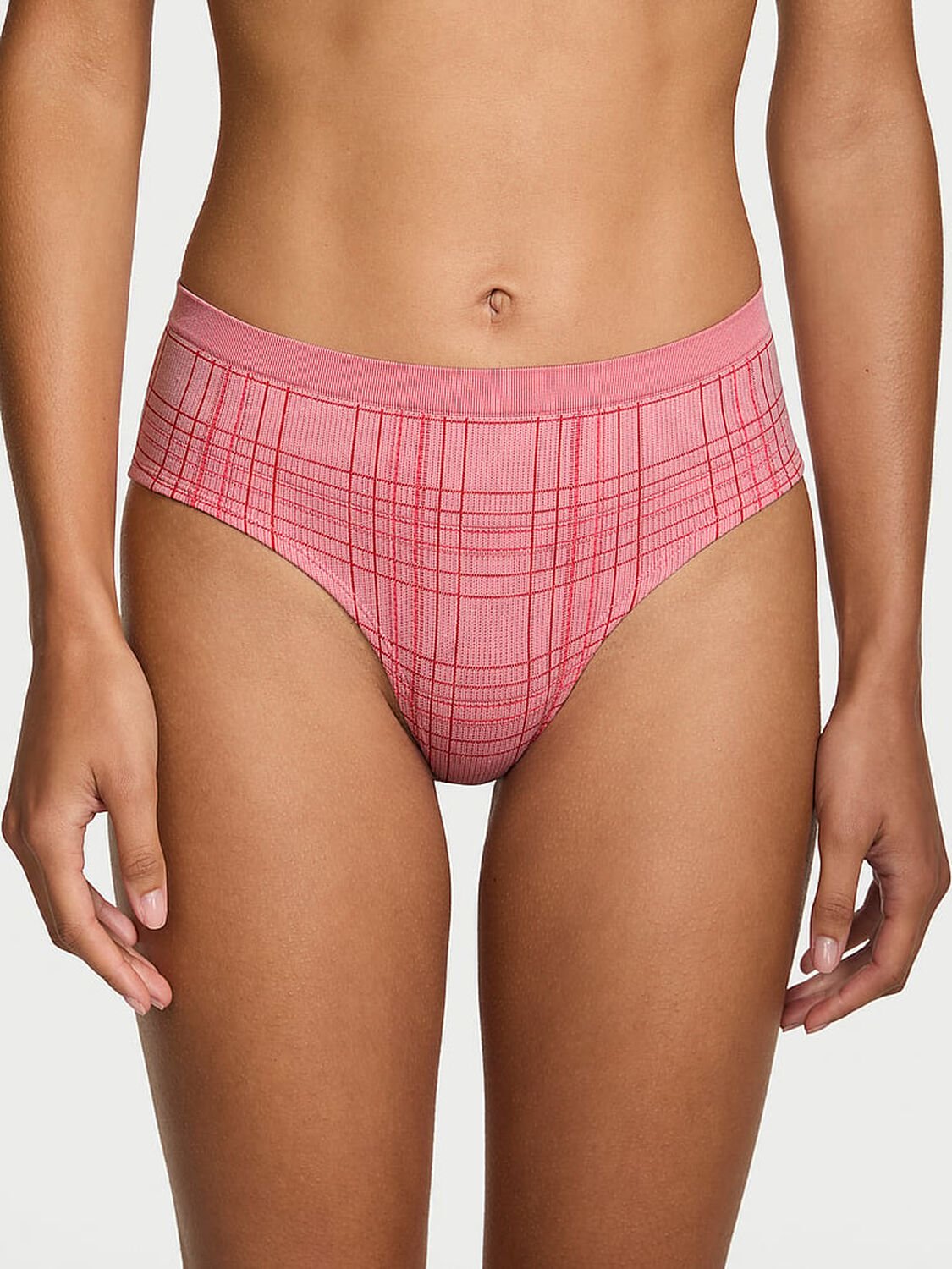 vs Seamless Seamless Shimmer Plaid Hiphugger Panty Pretty Blossom Shimmer Plaid 1 of 2 