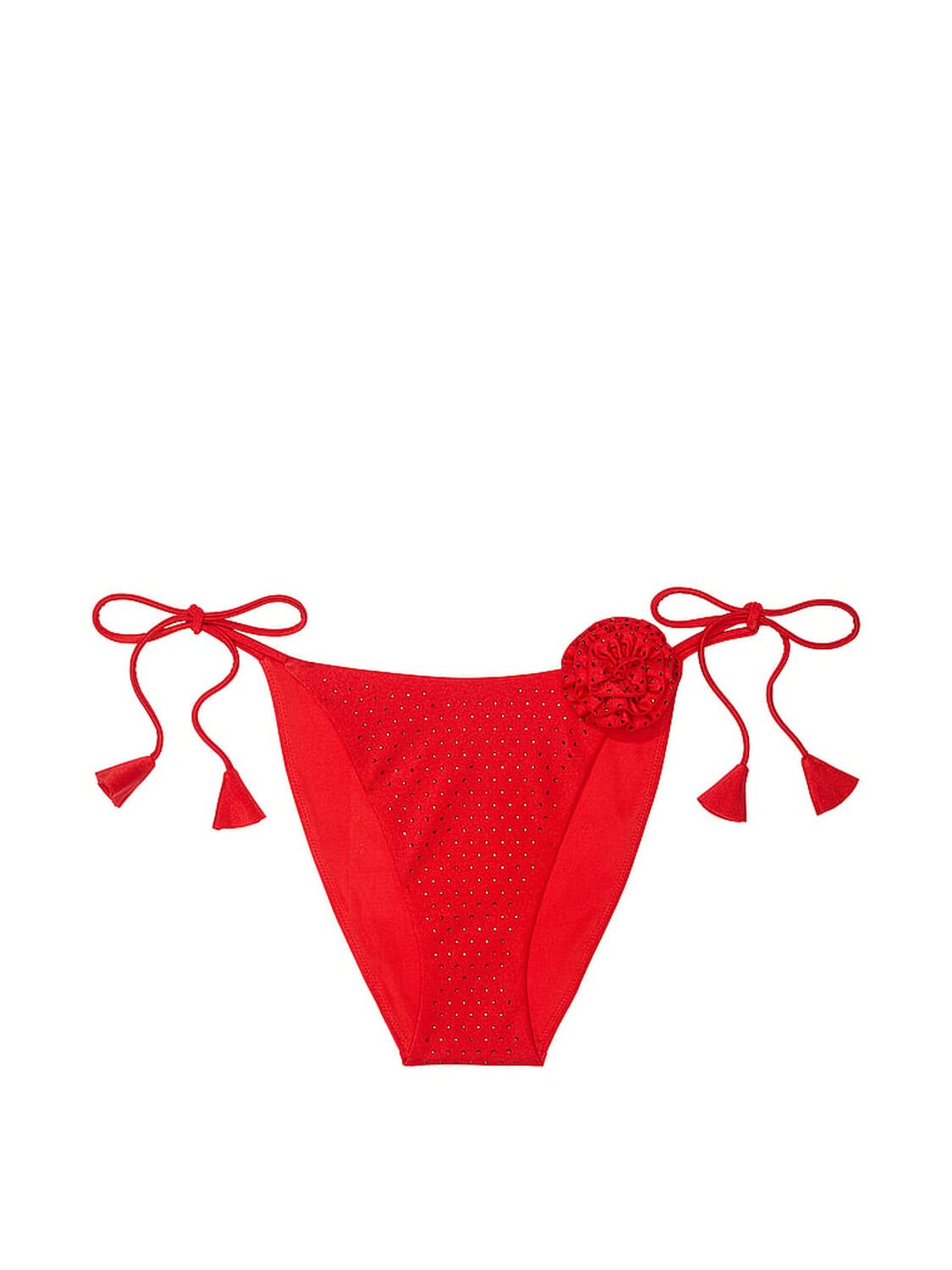 vs Victoria's Secret Swim Rosette Shine Cheeky String Bikini Bottom Bright Vermillion 3 of 3 