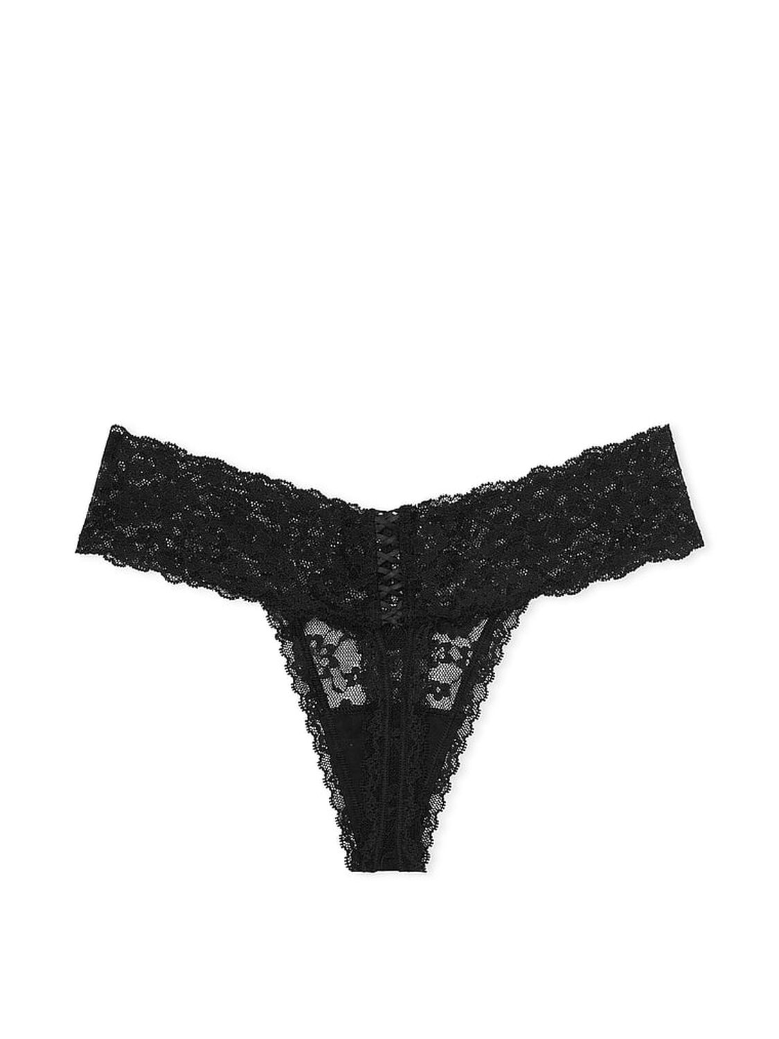vs The Lacie Lace Lace-Up Thong Panty Black 4 of 4 