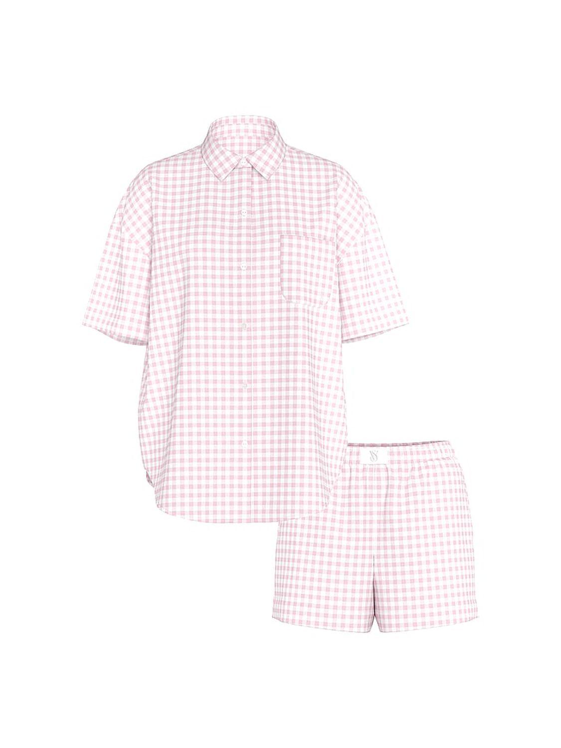 vs Victoria's Secret Modal-Cotton Gingham Short Pajama Set Pink Gingham 3 of 3 