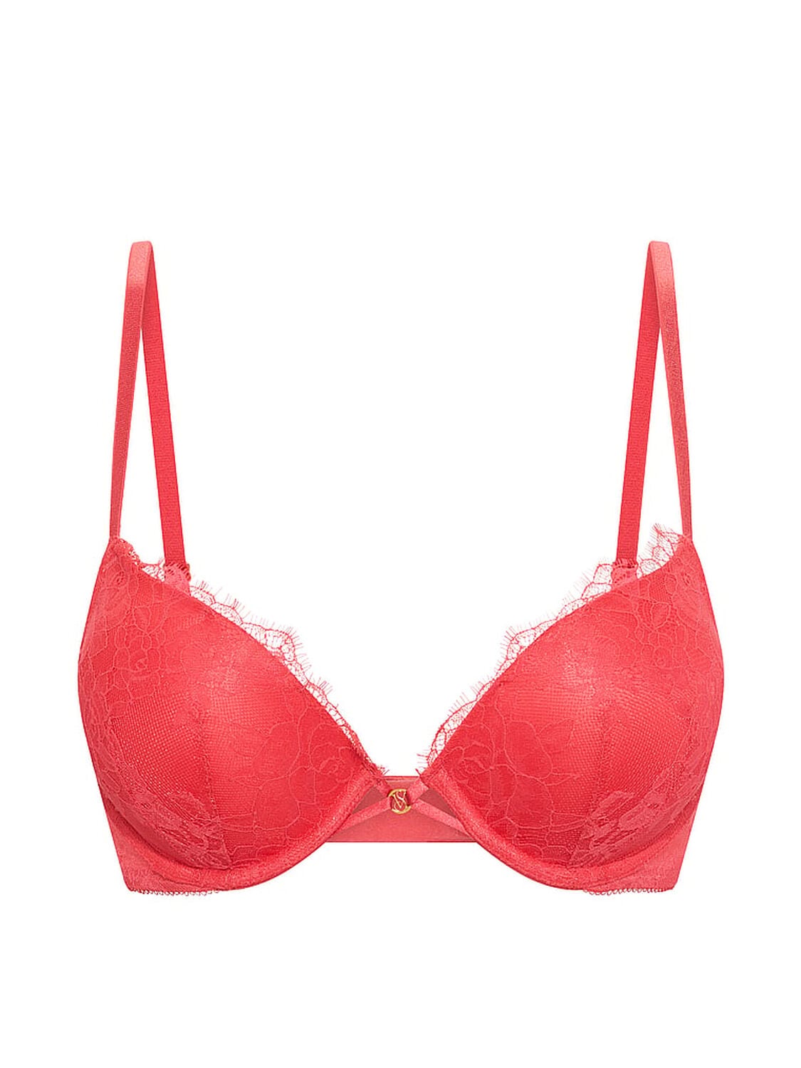 vs Very Sexy Bombshell Add-2-Cups Rose Lace Push-Up Bra Hot Coral 3 of 3 