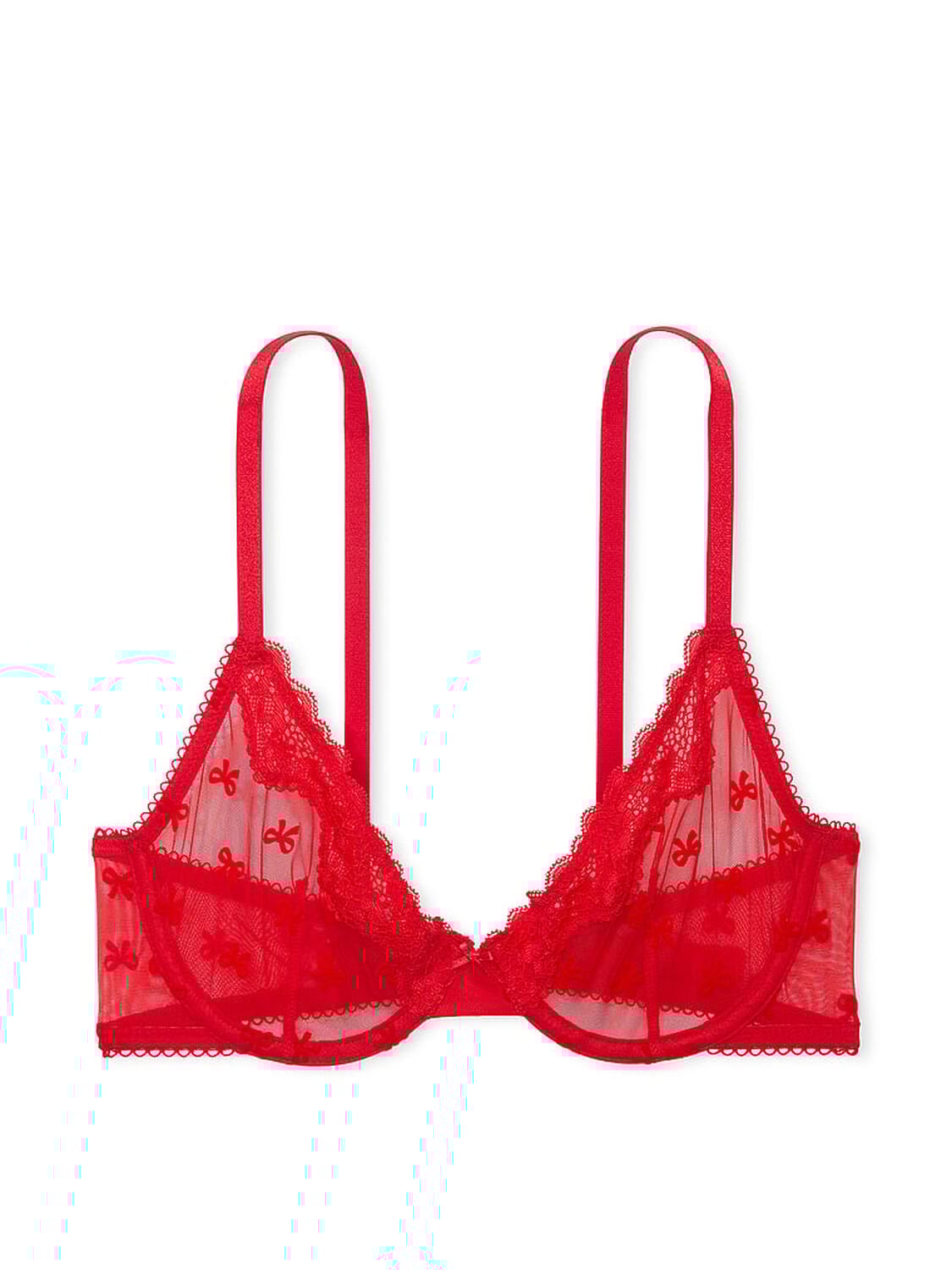 vs Victoria's Secret Tease Unlined Demi Bra Bright Vermillion Bows 3 of 4 