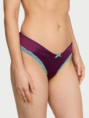 Tease Satin Lace-Trim Cheeky Panty