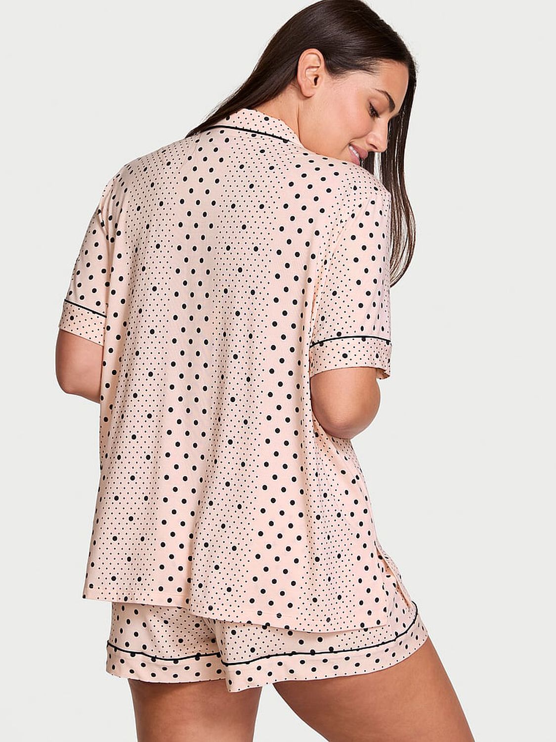 vs Victoria's Secret Modal Soft Short Pajama Set Purest Pink Dot Stripes 2 of 3 