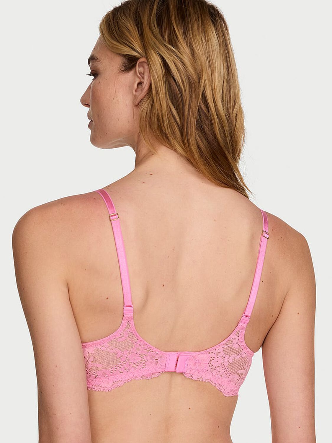vs Dream Angels Smooth & Lace Push-Up Bra Pink Sugar 2 of 3 