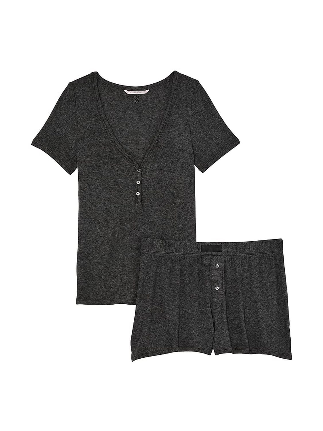 vs Victoria's Secret Ribbed Modal Short-Sleeve Henley & Boxer Shorts Set 3 of 3 
