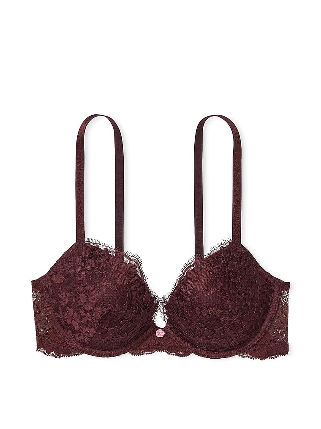 vs Dream Angels Lace Push-Up Bra Burgundy Brown 3 of 4 