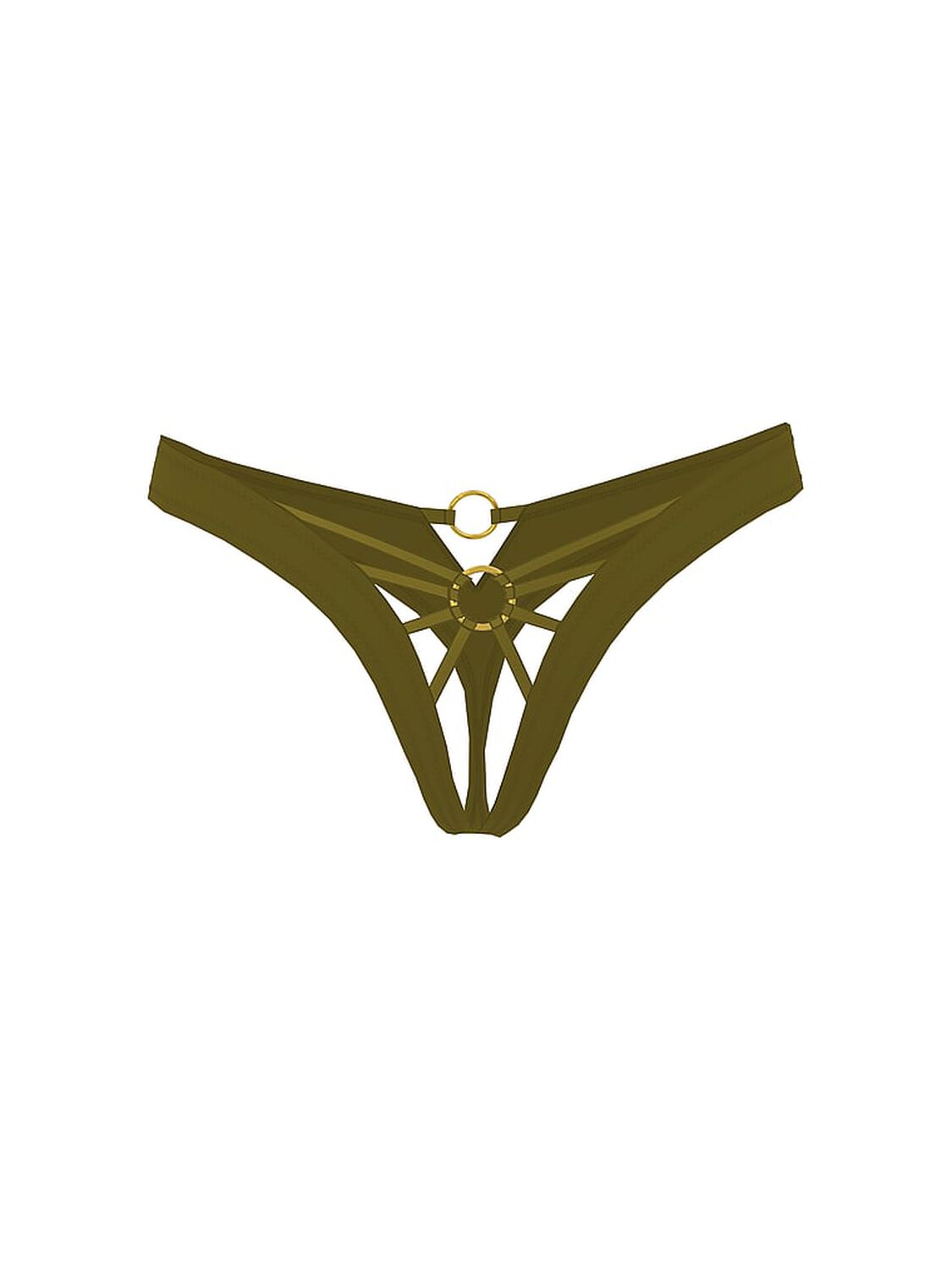 vs Very Sexy Strappy Ring Hardware Crotchless Thong Panty Green Chameleon 1 of 2 