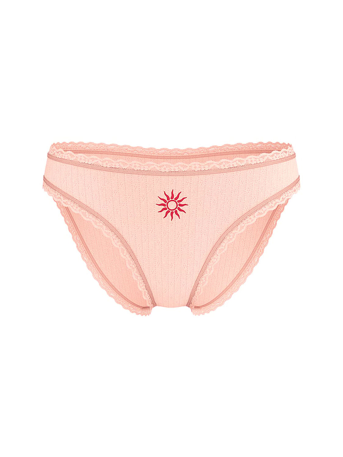 vs The Lacie Stretch Cotton Pointelle Lace-Waist Bikini Panty Peach 3 of 3 