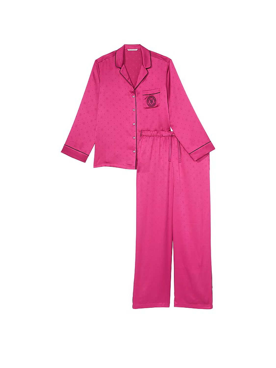 vs Victoria's Secret Satin Long Pajama Set Luscious Rose 3 of 4 