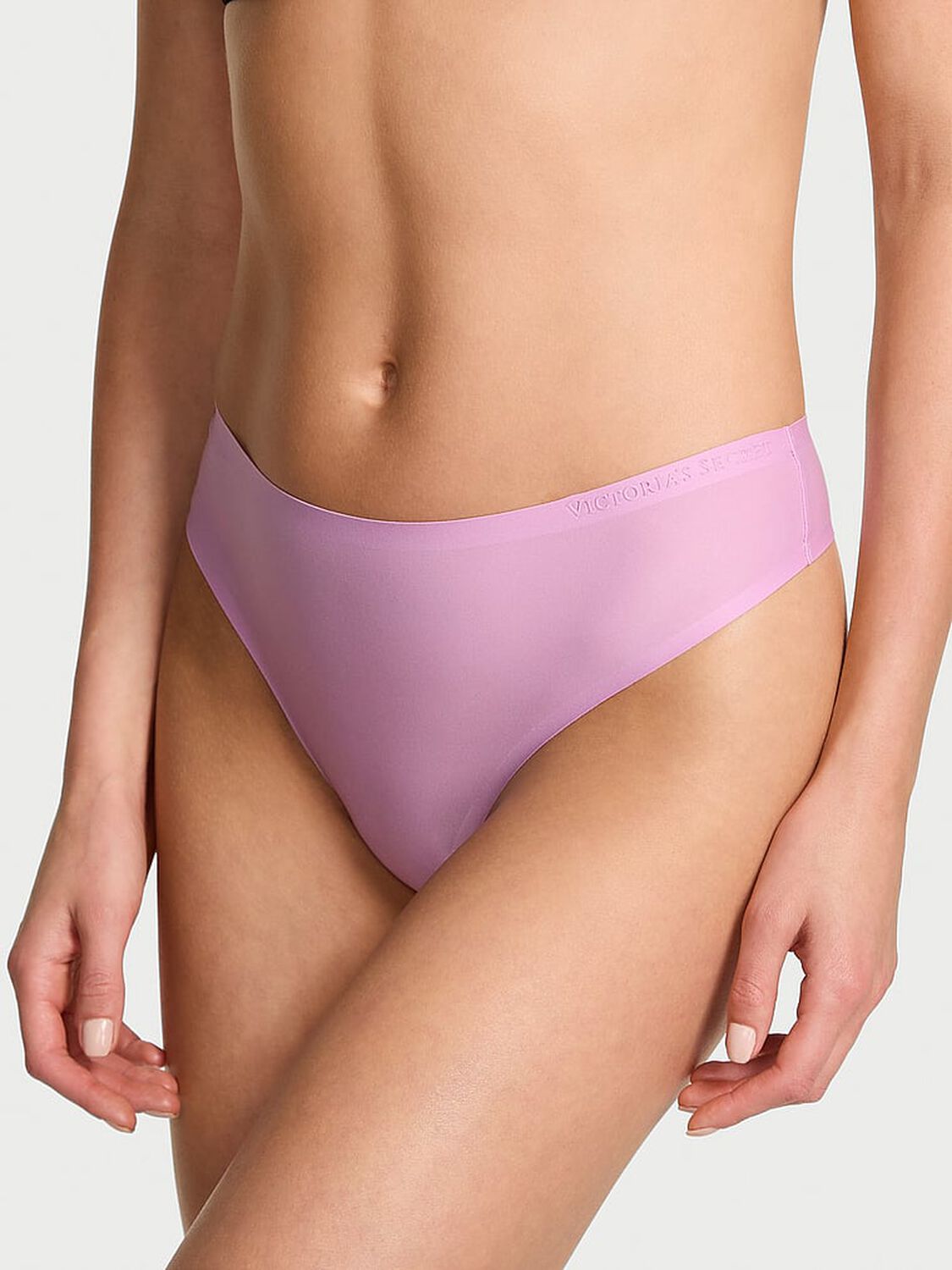 vs Body By Victoria Body by Victoria Flex Mid-Rise Thong Panty Bikini Pink 1 of 2 
