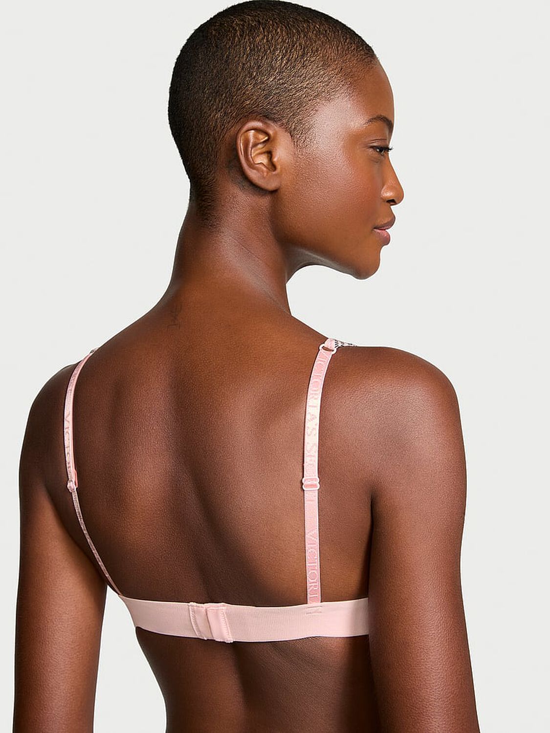 vs The T-Shirt Shine Patch Wireless Plunge Bralette Pink Plaid 2 of 4 