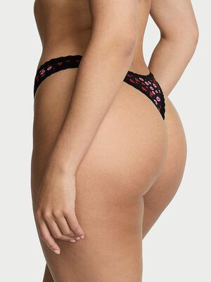 Cotton Lace-Waist Thong