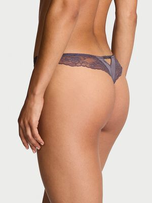 Rose Lace-Trim High-Leg Thong Panty