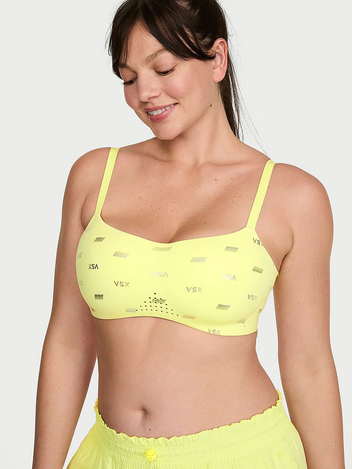 vs Vsx VSX Featherweight&trade; Light Balconette Sports Bra Lime Yellow & Silver 1 of 3 