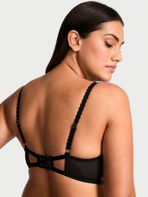 Dark Blossom Embroidery Unlined Low-Cut Demi Bra