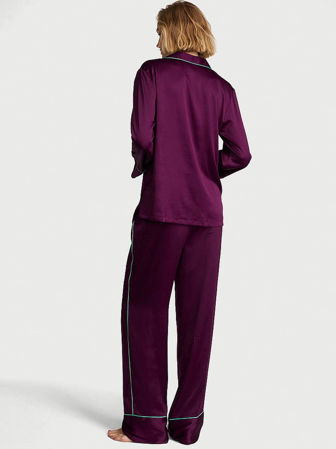 vs Victoria's Secret Signature Satin Long Pajama Set Party On 1 of 3 