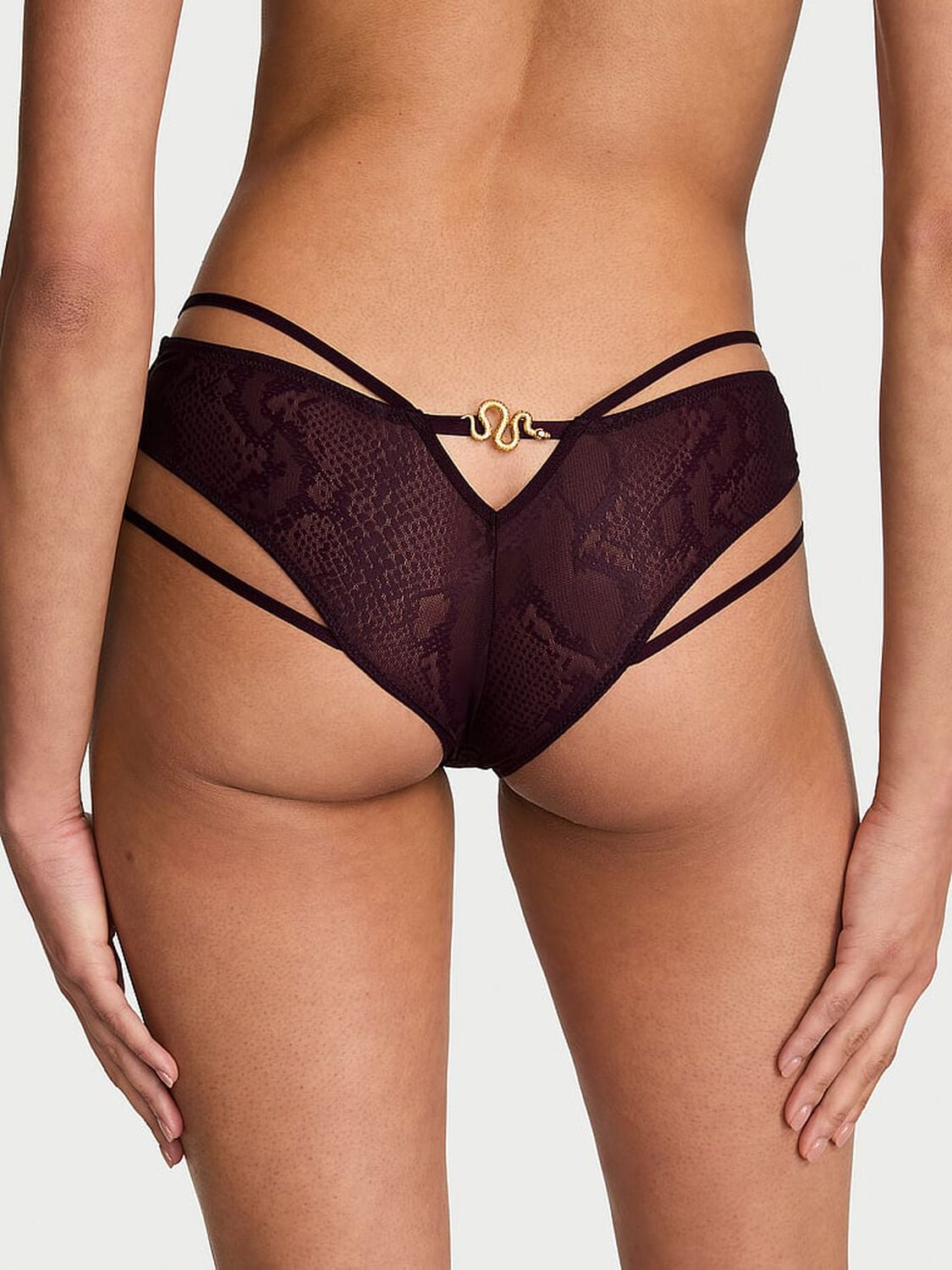 vs Very Sexy Viper Lace Hardware Cheeky Panty Winter Wine 2 of 3 