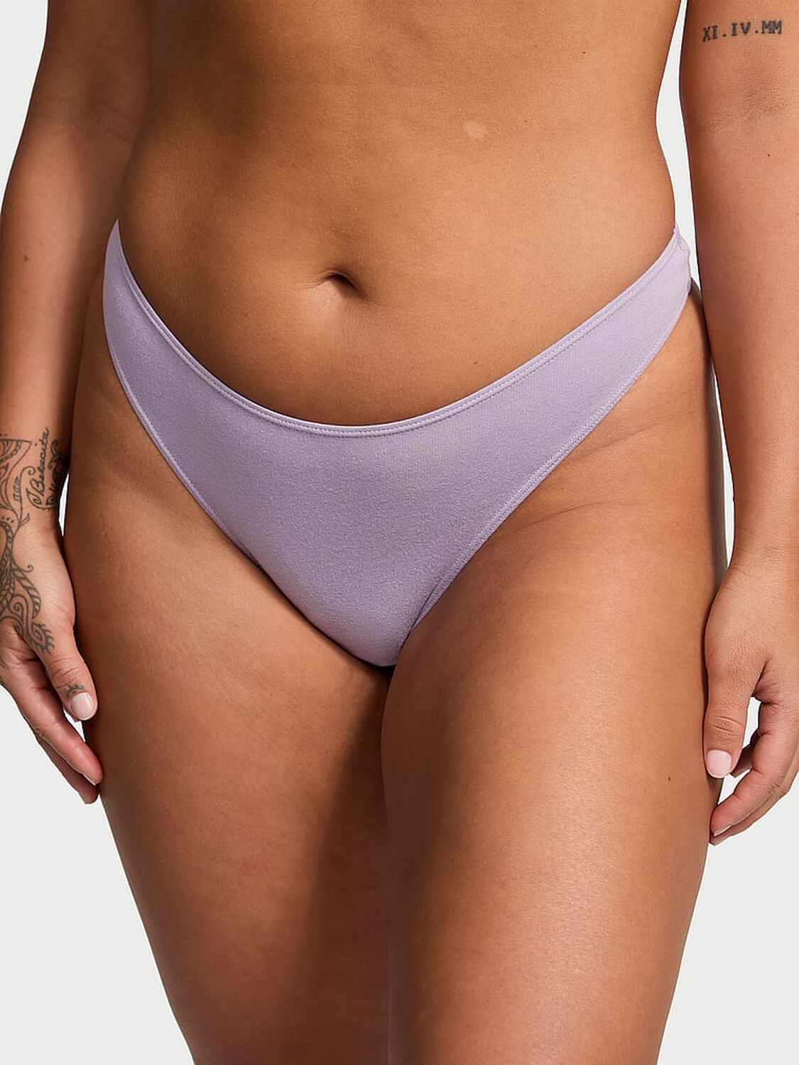 vs Victoria's Secret Stretch Cotton High-Leg Scoop Thong Panty Fantasy Purple 1 of 3 