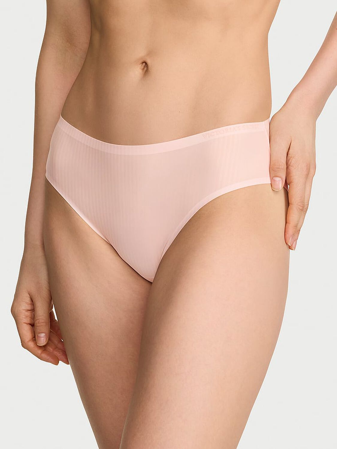 vs Body By Victoria Body by Victoria Flex Shadow Stripe Mid-Rise Bikini Panty Purest Pink 1 of 3 