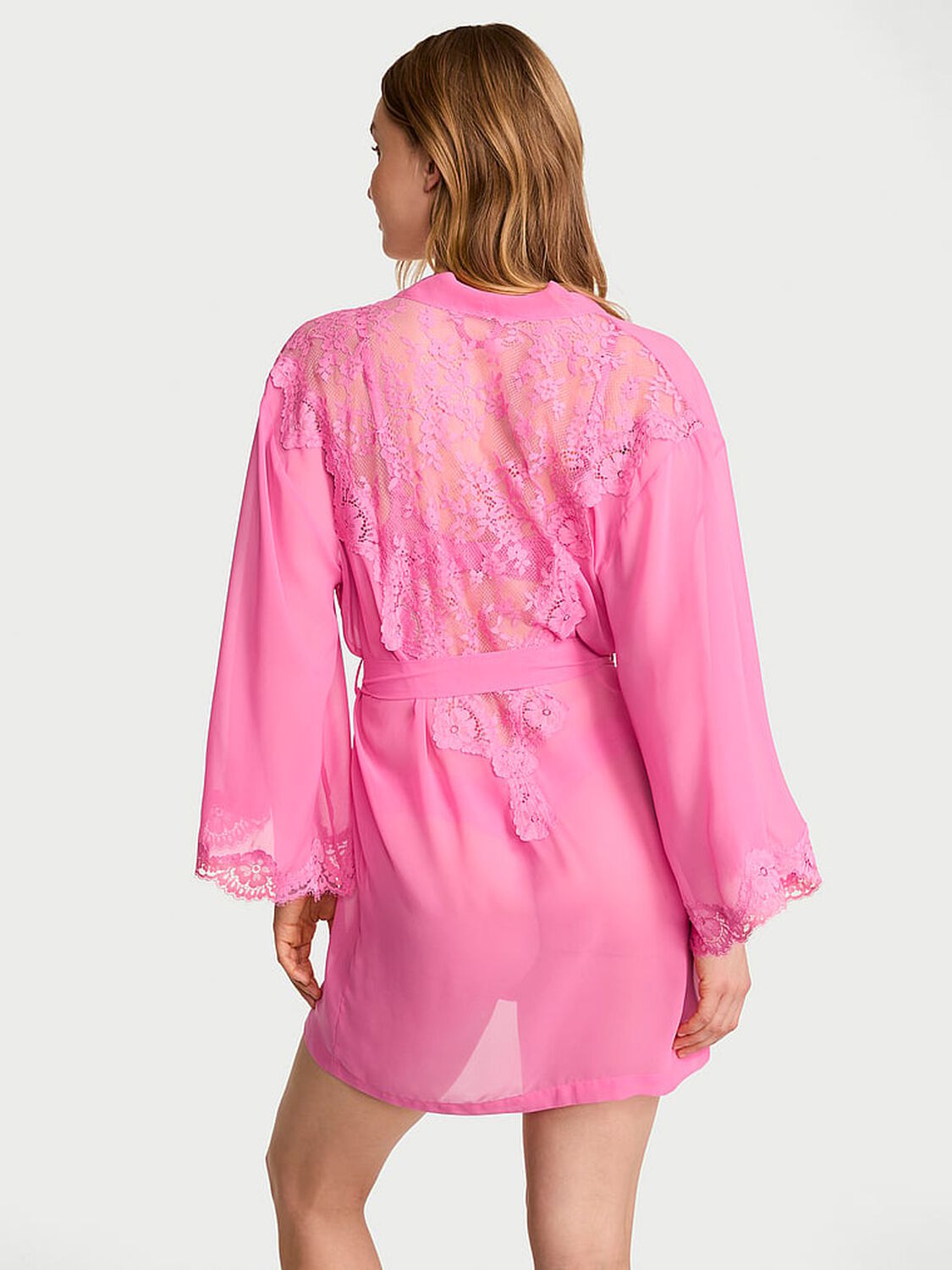 vs Dream Angels Chiffon & Lace Short Robe Rose Garden 2 of 3 