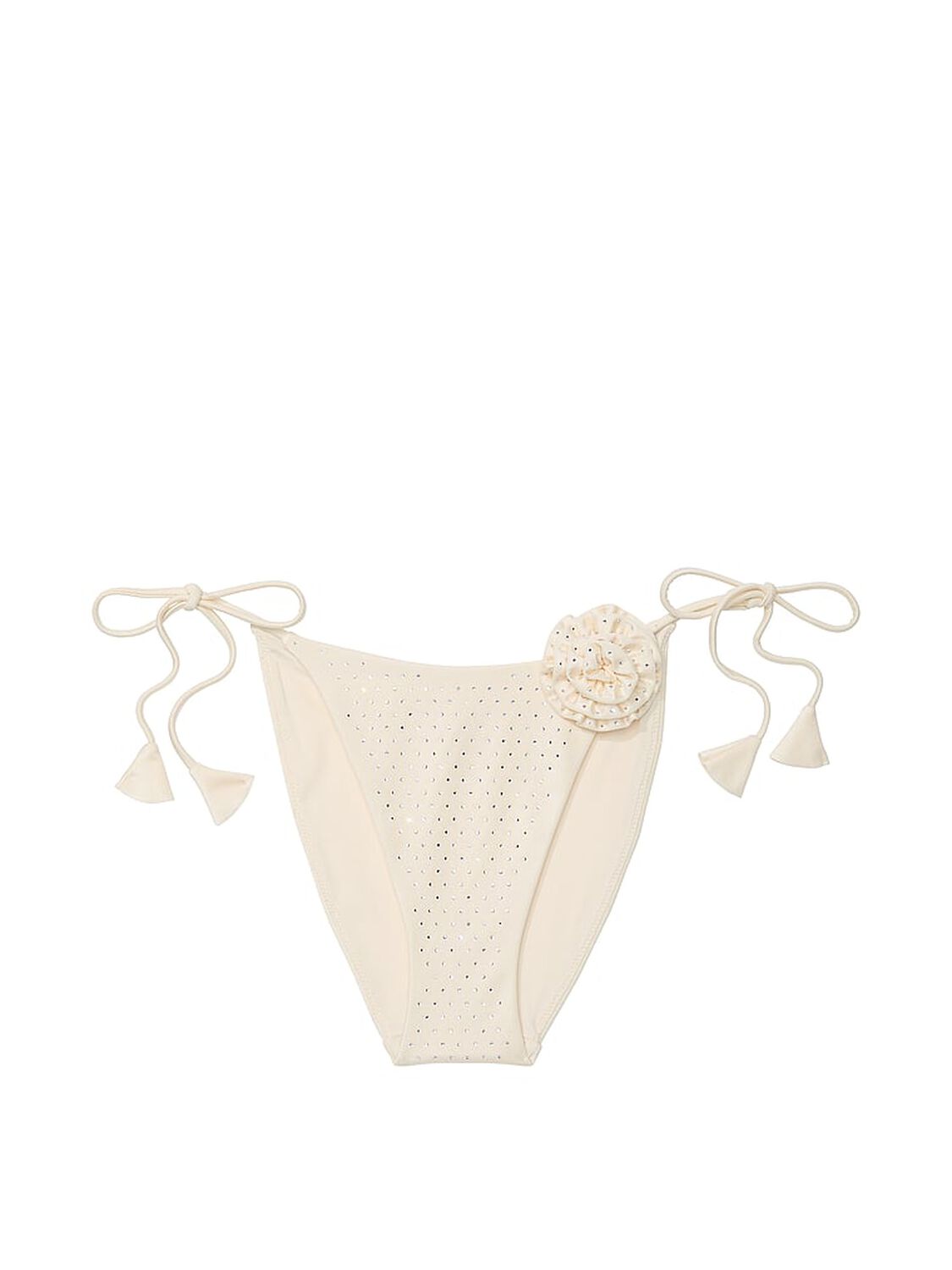vs Victoria's Secret Swim Rosette Shine Cheeky String Bikini Bottom Candlelight 3 of 3 