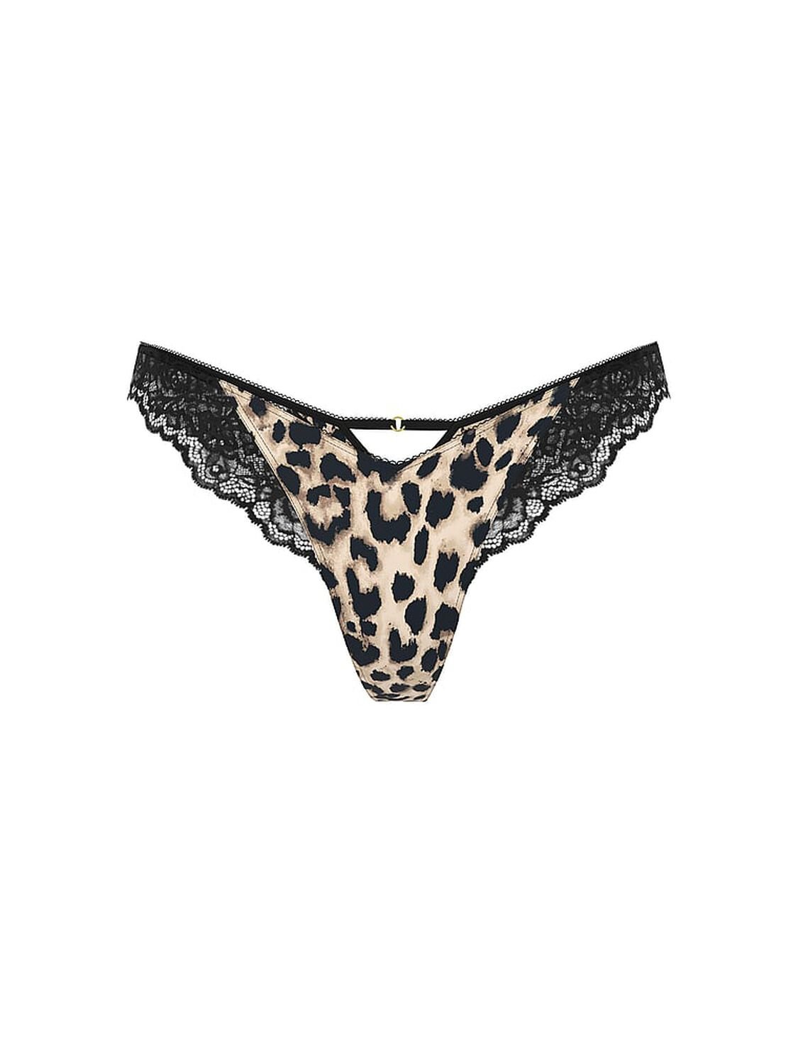 vs Very Sexy Rose Lace-Trim High-Leg Thong Panty Leopard 1 of 3 