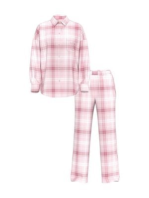 Modal-Cotton Gingham Long Pajama Set
