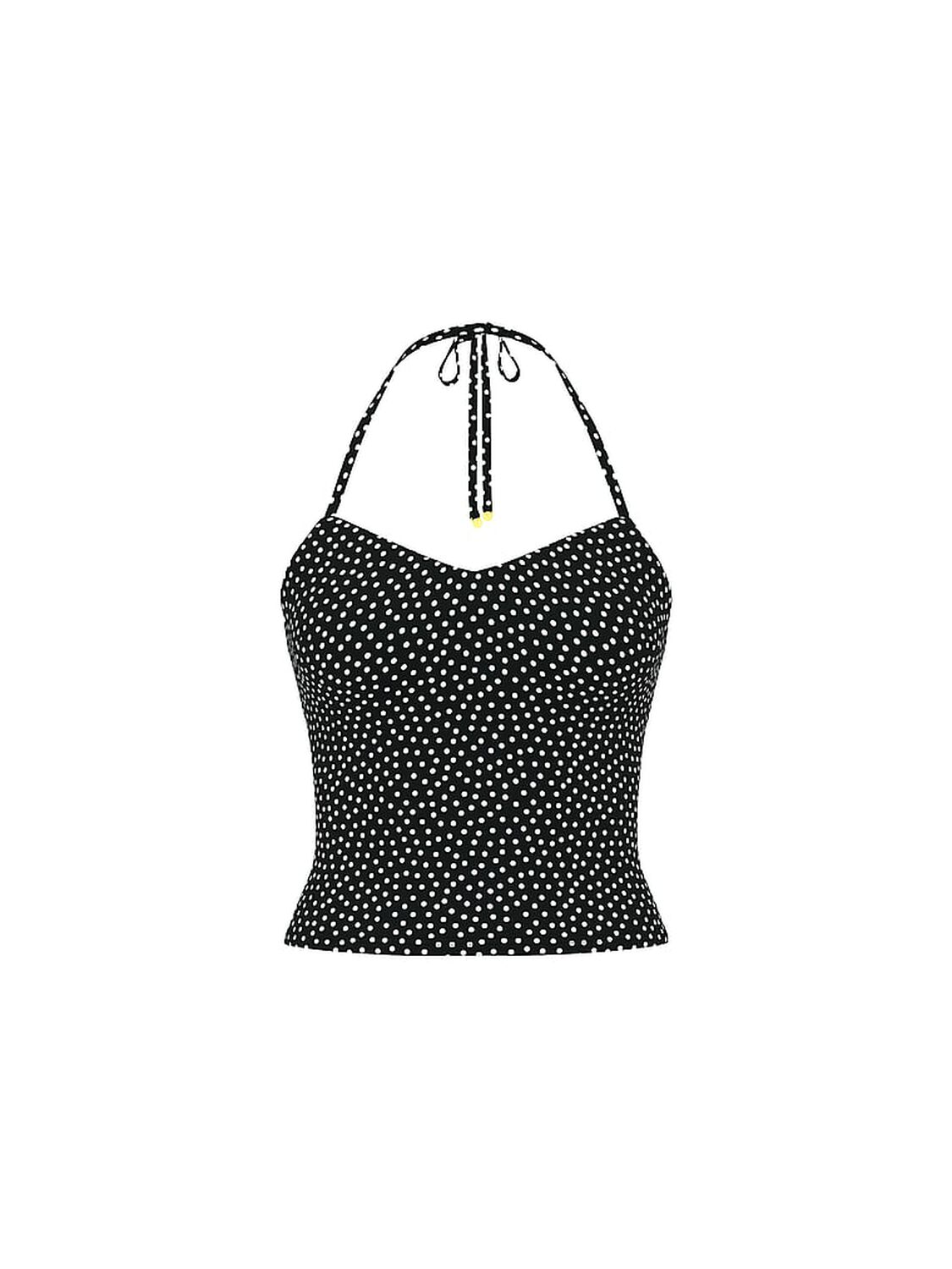 vs Victoria's Secret Swim Essential Scoop Halter Tankini Top Black & White Dots 3 of 3 