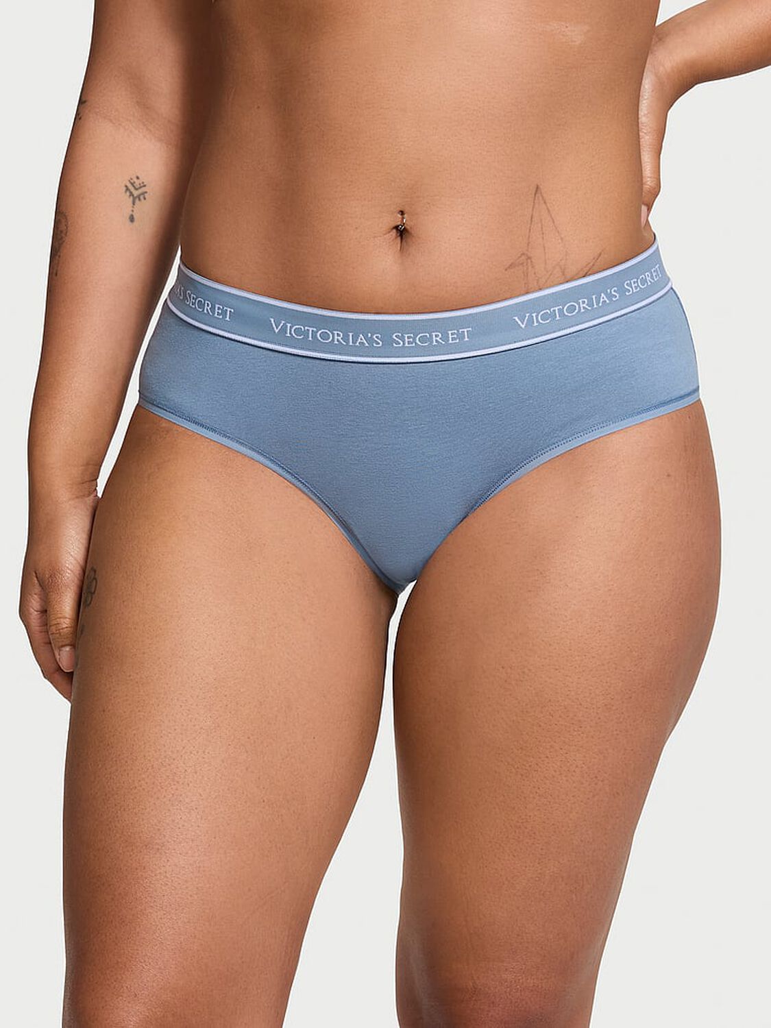 vs Cotton Logo Cotton Hiphugger Panty Faded Denim 1 of 3 