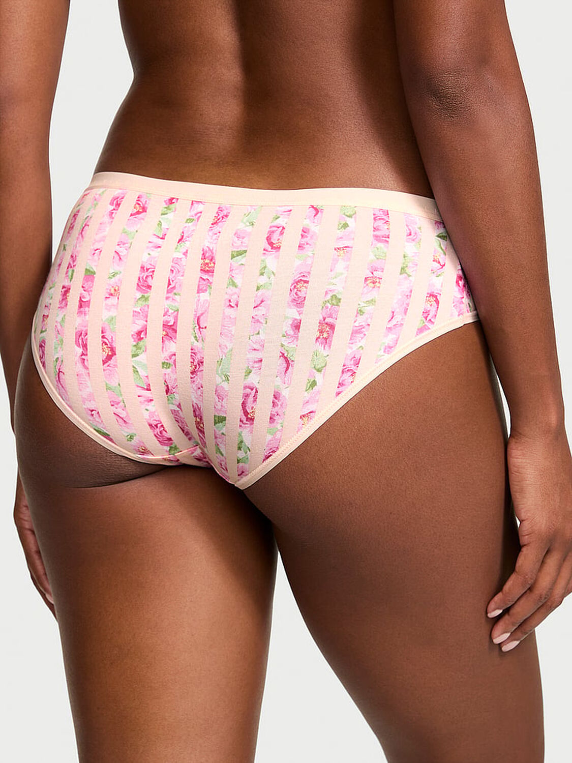 vs Victoria's Secret Stretch Cotton Bikini Panty Pretty Blossom Floral Stripes 2 of 3 