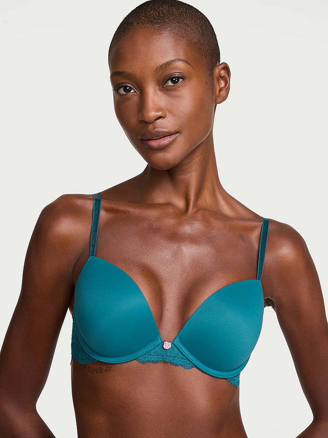 vs Dream Angels Smooth & Lace Push-Up Bra Aquarium Blue 1 of 3 
