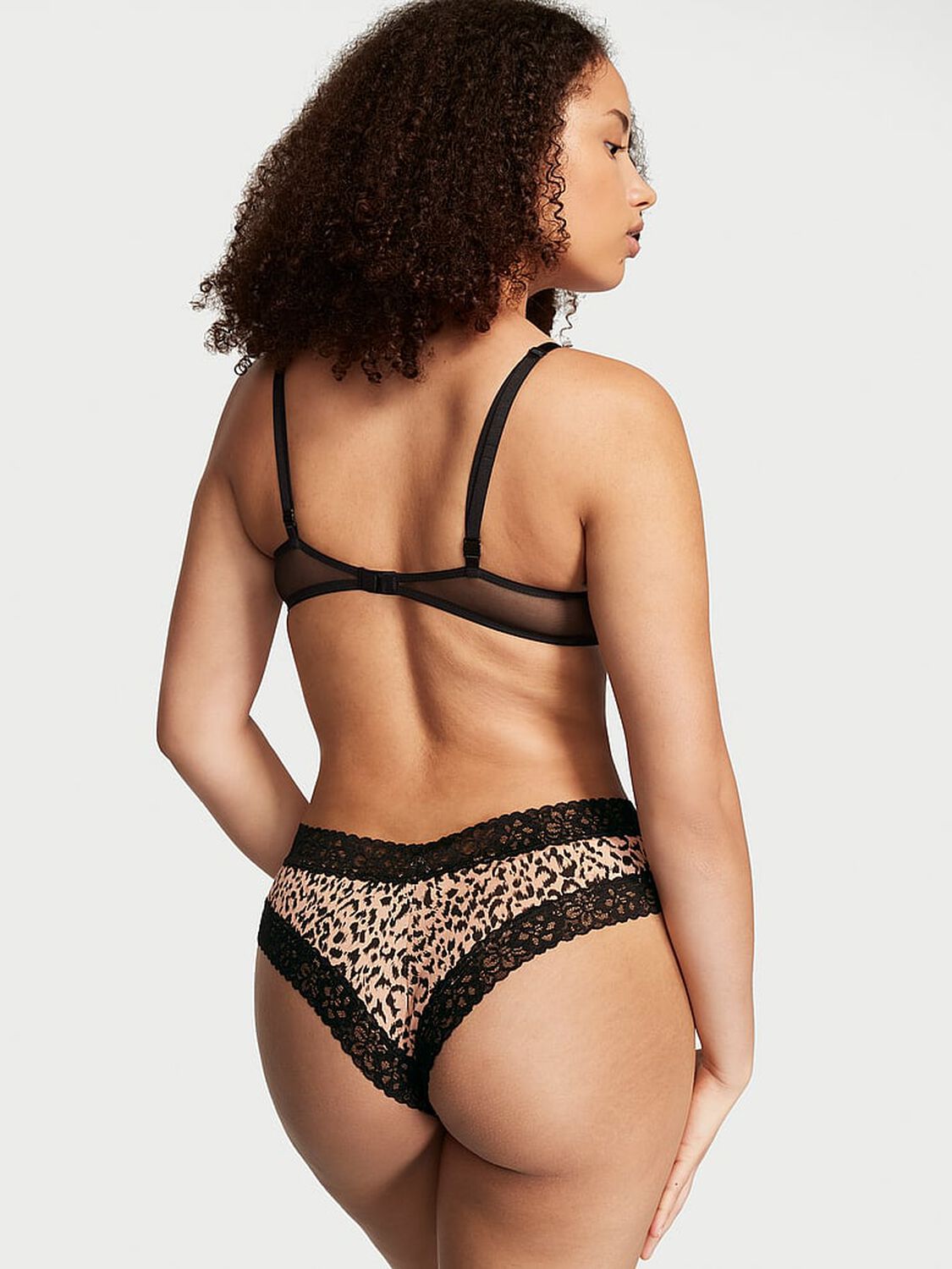 vs Victoria's Secret Lace Waist Cotton Cheeky Panty Leopard 2 of 3 
