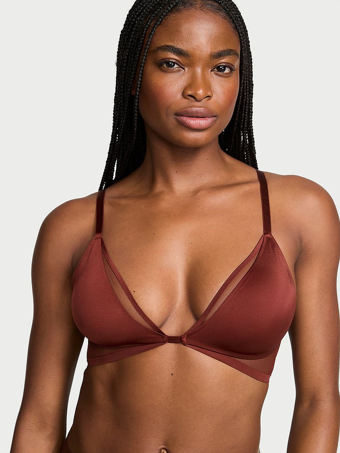 vs Very Sexy Sheer Reveal Unlined Modern Bralette Dark Chili 1 of 3 